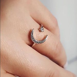 💫🌙Insta moon star  sterling silver ring